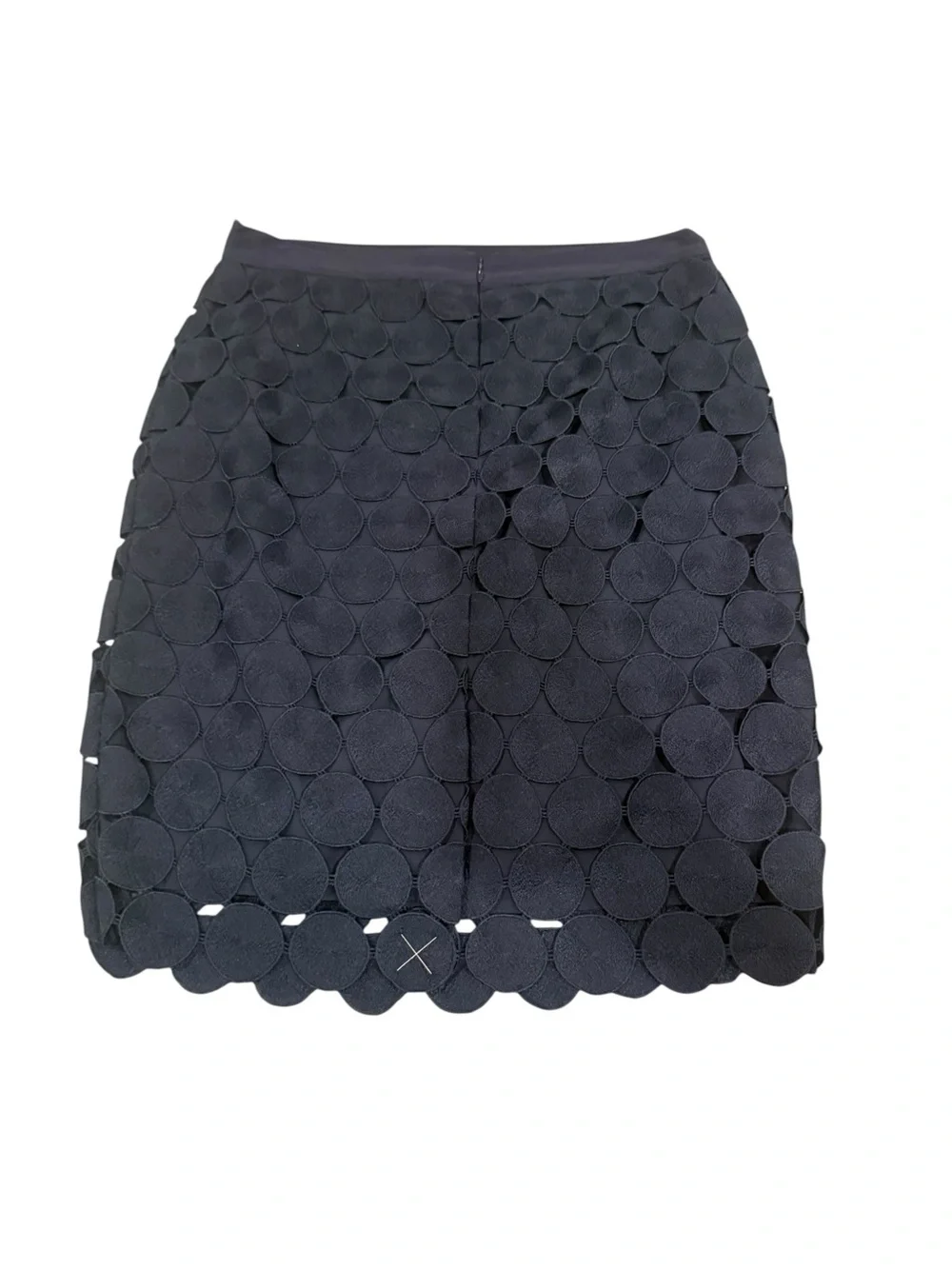 Ann Taylor Factory Navy Textured Circle Appliqué Pencil Skirt Women’s Size 8